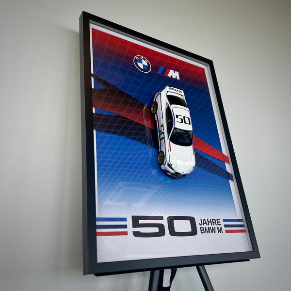 BMW 3.0 CSL 50 JAHRE M - plakat 50x70 z modelem